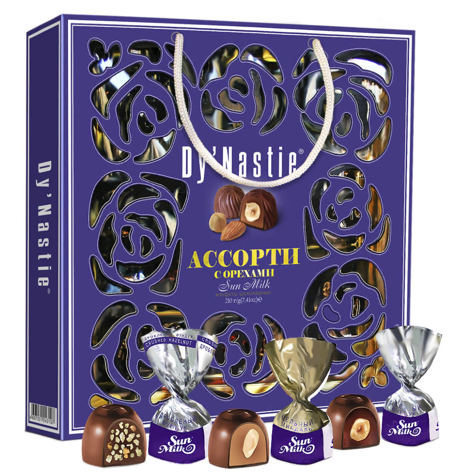  Династия Сумка Конфеты "Ассорти с орехами", 210г     в Гуково